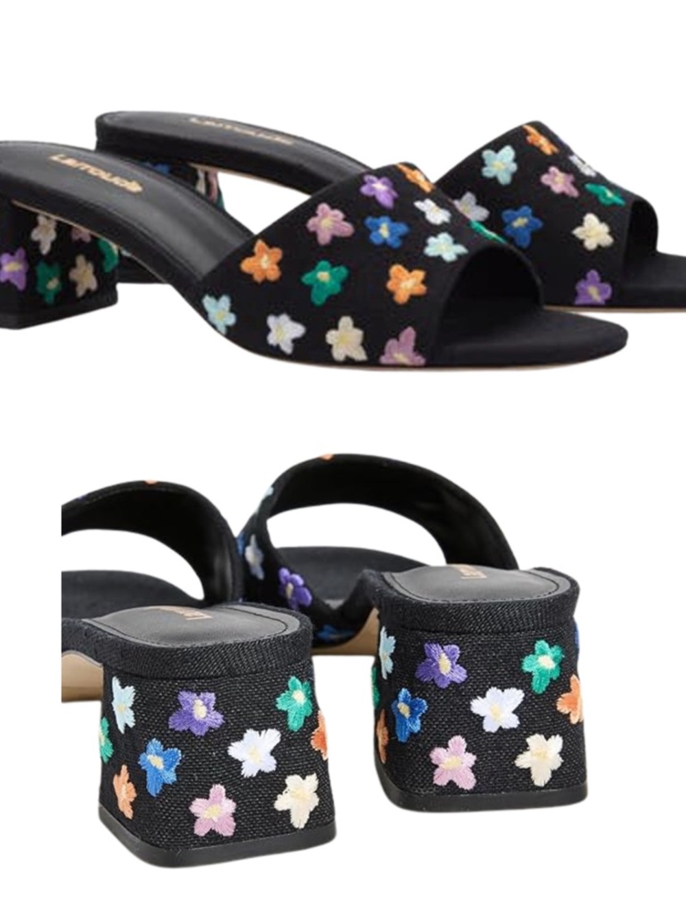 Larroudé Brigitte Mules Floral Embroidered Black Size 7 NWOB MSRP $315 - Picture 2 of 5